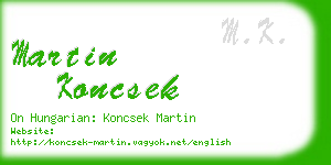 martin koncsek business card